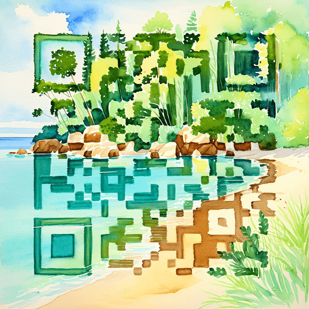 QR artístico de Lago — diseño de Naturaleza