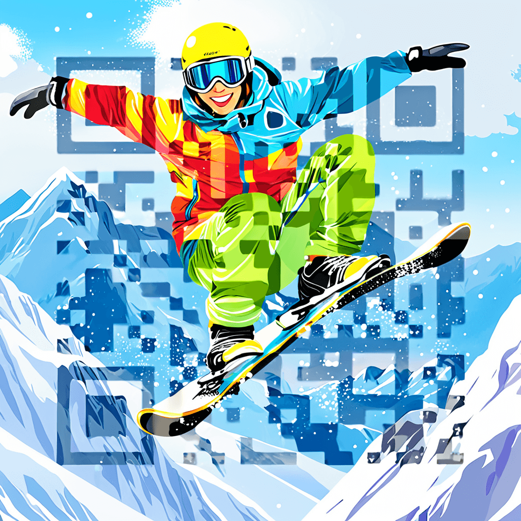Snowboard artistic QR code — Sports & Movement design