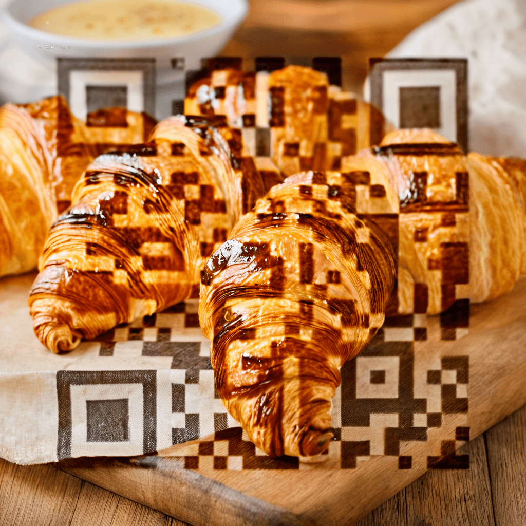 QR artístico de Croissan — diseño de Comida y Bebidas