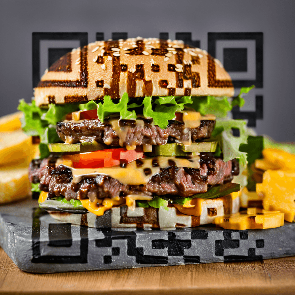 QR artístico de Hamburguer — diseño de Comida y Bebidas