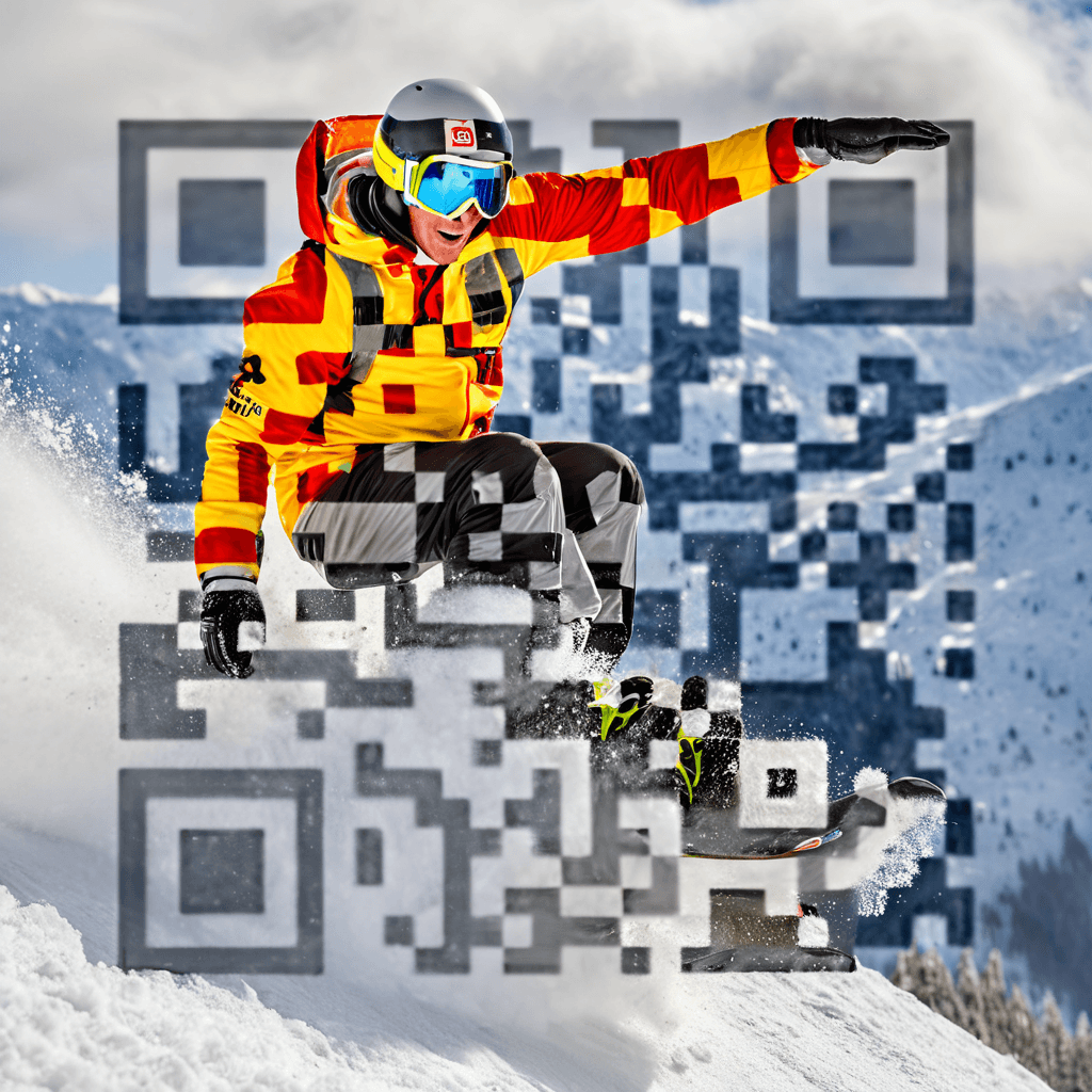 Snowboard artistic QR code — Sports & Movement design