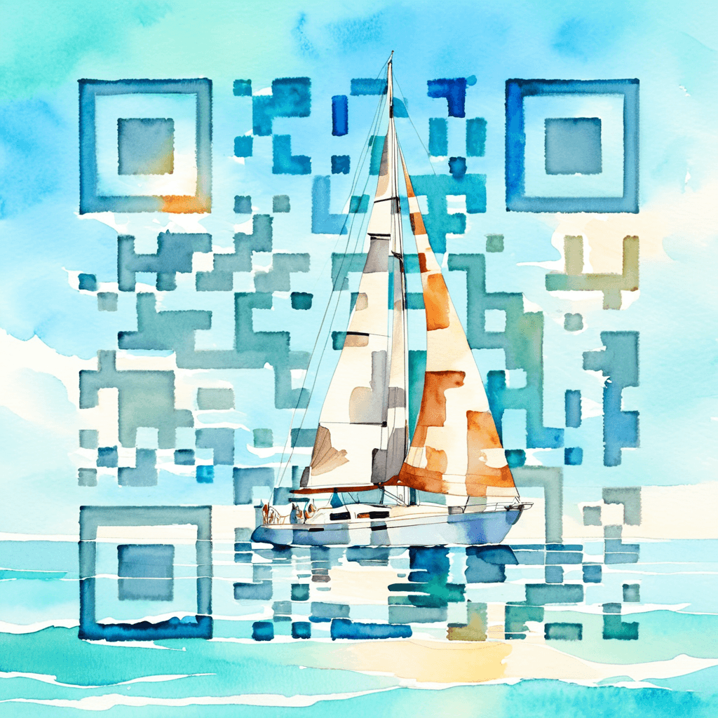 Sailboat artistic QR code — Vehicles & Transport design