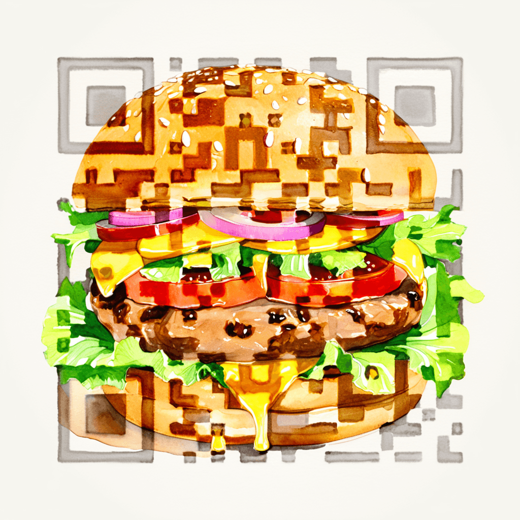 QR artístico de Hamburguer — diseño de Comida y Bebidas